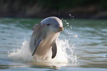 Playful dolphin splashing in the ocean
