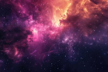 Abstract space scene with nebulae and glowing stars. Illustration of a background with a majestic space theme.