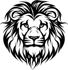 Symbol Illustration Head Lion Emblem Dark Strokes on Transparent Background. Vector illustration