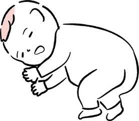 手描き1color　かわいい赤ちゃん　睡眠