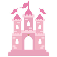 Cute princess pink castle vector cartoon illustration © primus44