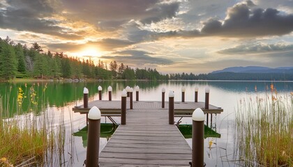 dock overlooking a calm overcast lake background dock overlooking a calm overcast lake landscapes hdr landscape view old dock with sunset candles lamb lake sun and forest high quality photos - Powered by Adobe