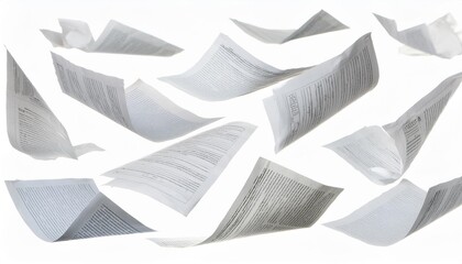 many flying papers isolated on white