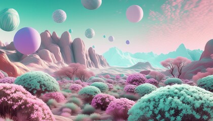 alien planet vegetation pastel colours digital art