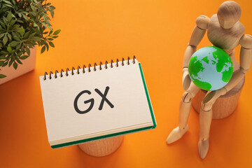 There is notebook with the word GX. It is an abbreviation for Green Transformation as eye-catching image.