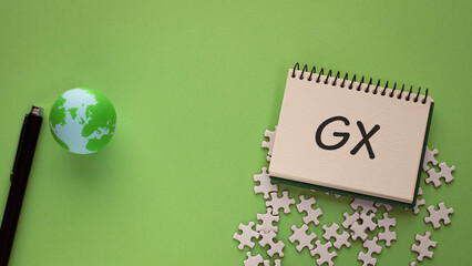 There is notebook with the word GX. It is an abbreviation for Green Transformation as eye-catching image.