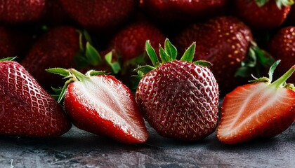 fresh ripe red strawberries exocit healthy bio fruit food panorama banner generative ai