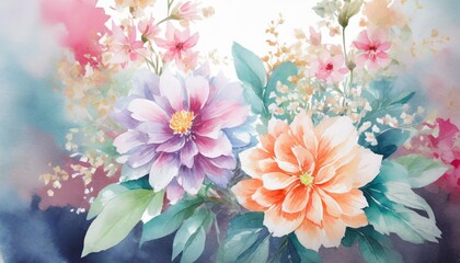 beautiful watercolor flower background illustration