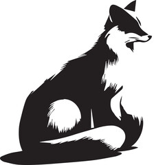 Sitting fox silhouette vector EPS