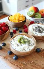breakfast with yogurt and fruits