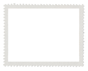 blank postage stamp frame with transparent design space and background
