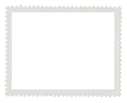blank postage stamp frame with transparent design space and background
