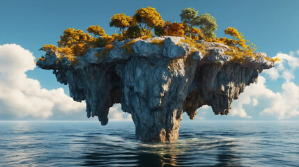 Fantasy world with floating mountains Generative Ai