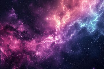 Obraz premium Epic view of milky way galaxy and surrounding nebulae. Illustration of a background with a majestic space theme.