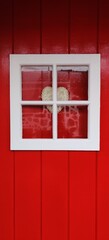 red wooden window