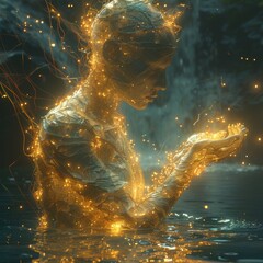 Creation Anew: Digital Birth of Man from Cosmic Waters