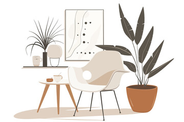 Modern minimalist home decor isolated vector style