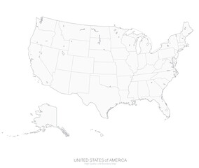 USA map with states isolated. United States of America map on white background. US map. Vector map illustration