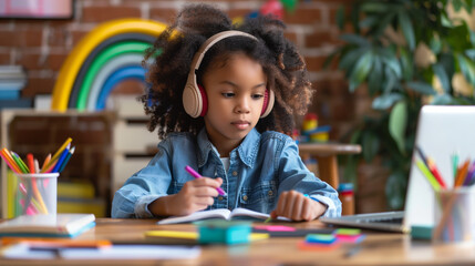 Girl Studying Headphones