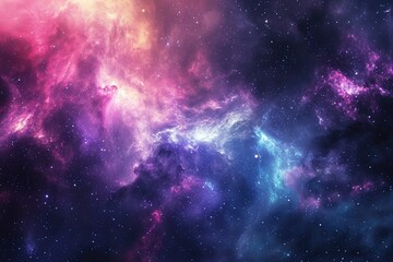 Naklejka premium Intergalactic journey through star-filled void. Illustration of a background with a majestic space theme.