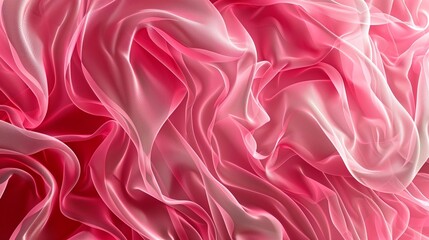 Obraz premium Elegant abstract image featuring smooth, flowing pink silk fabric with delicate folds and curves, creating a soft and luxurious texture for a captivating visual experience