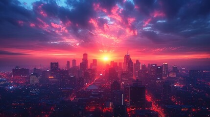 Obraz premium トワイライトの都市景観,Generative AI AI画像