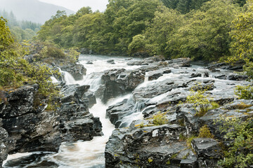 Waterfall in the Scottish mountains, Easan Dubha, Glen Orchy