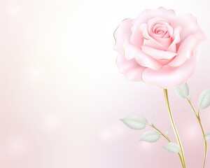 realisitc rose in banner template,space for text light watercolor, spring, wild flower, wild animal