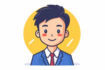 Cheerful young businessman with a trendy haircut in an animated illustration against a sunny yellow backdrop