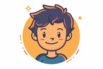 Vibrantly colored illustration of a happy cartoon boy with a friendly smile, ideal for avatars, educational resources, and children's content