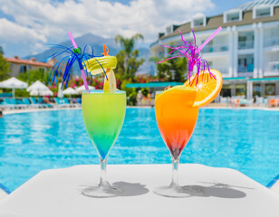 Tropical cocktails by the poolside