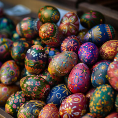 Colorful Hand-Painted Easter Eggs in High Resolution