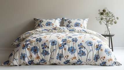 a mockup of full bedding mockup set duvet cover, fitted sheet , double bed bed sheet bedding.