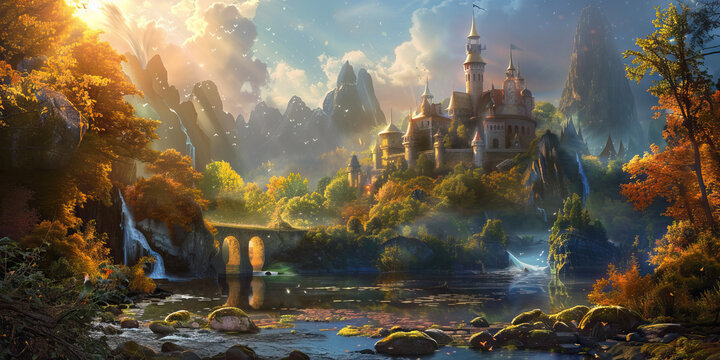 Magical Kingdom: Abstract Fantasy Realm with Castles and Magic, Perfect for Fairy Tale or Adventure Plays