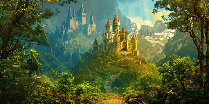 Magical Kingdom: Abstract Fantasy Realm with Castles and Magic, Perfect for Fairy Tale or Adventure Plays