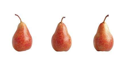 Three red pears on a white background