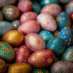 Fototapeta premium Colorful Easter Eggs Festive Close-Up