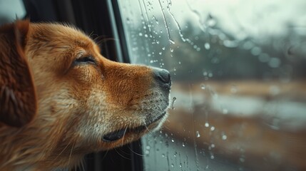 Curious Dog Sniffing Car Window