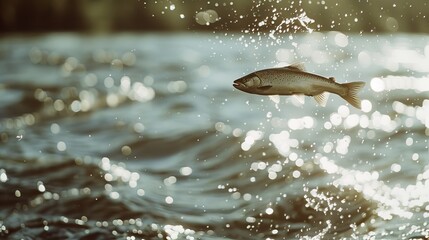 Fototapeta premium Graceful Fish Jumping Out of Water