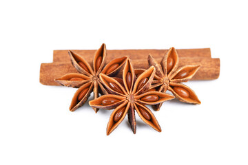 Three star anise isolated on a white background