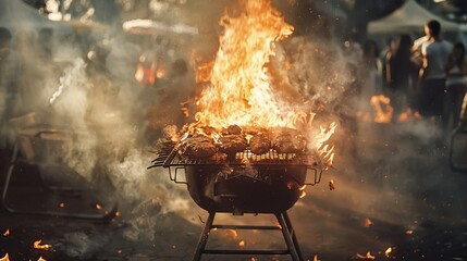 Intense Barbecue Grill Fire