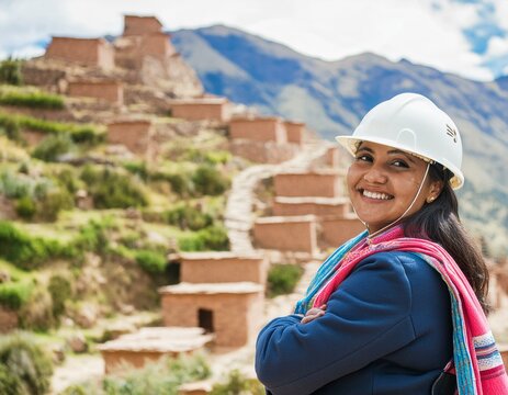 female architect, nature background
