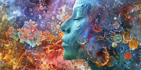 Wellness Collage: Abstract Collage of Organic Shapes and Textures Signifying Holistic Wellness.