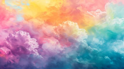 Fototapeta premium Abstract rainbow watercolor style cloud sky texture.