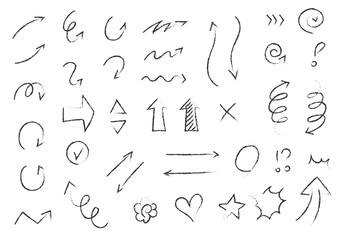 シンプルな手描き矢印のアイコンセット