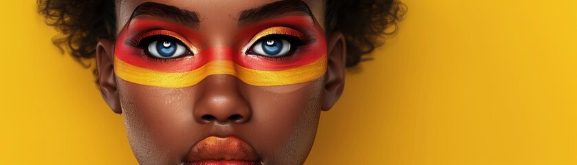 African American face with pride makeup flat design front view festival theme 3D render Splitcomplementary color scheme