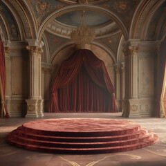 The magnificent red velvet stage is set for the star of the show.