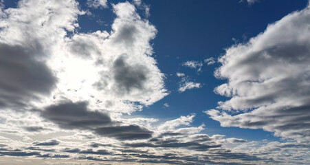 Beautiful clouds against a dark blue sky perfect for Sky replacement - travel photography