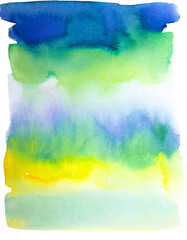Green, yellow, blue color watercolor wash, vibrant flowing colors on watercolour paper, marbling, gentle gradient with natural textures. Background wallpaper backdrop, organic texture.