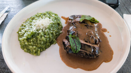 Fancy Italian food in Latin restaurant 